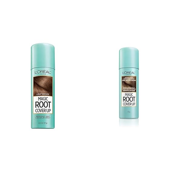 L'Oreal Paris Magic Root Cover Up Gray Concealer Spray Light Brown and Light Golden Brown 2 oz. Bundle(Packaging May Vary)