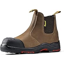 Mens Work Boots Steel Toe Chelsea Safety Boots Cow Leather Waterproof Lightweight Working Shoes