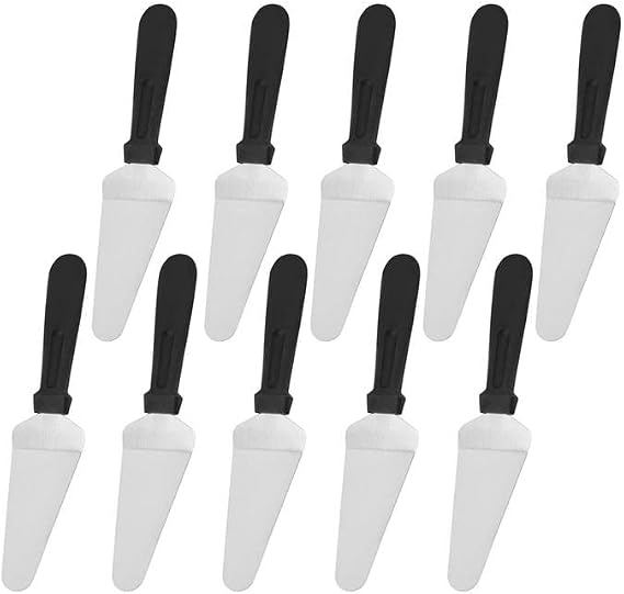 10Pcs Stainless Steel Pie Server Shovel Baking Triangular Spade | Non Slip Easy to Grip Plastic Handle Easy to Grip Pie Spatula Cutter Pie Knife Cake Serving Utensils for Desserts Pizza Cake