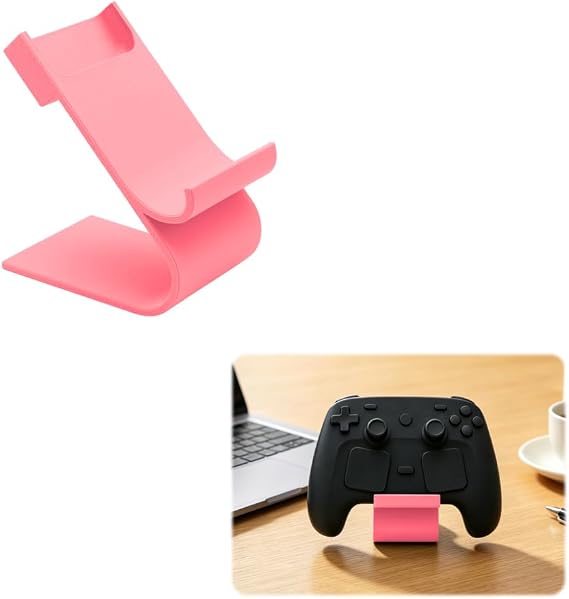 Desktop Stand for Steam Controller 2, 3D Printed Anti‑Slip Controller Display Holder, Stable Tabletop Bracket for Steam Controller 2 Gamepad (pink)