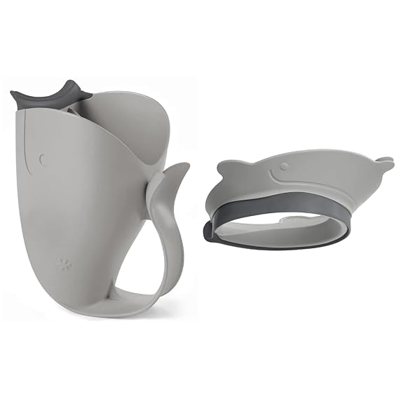 Skip Hop Baby Bath Gift Set with Moby Tear-Free Waterfall Rinser and Shower Visor, Grey