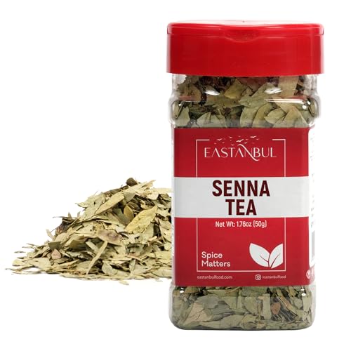 Eastanbul Senna Tea, 1.76oz, Senna Leaf Tea, Hoja Sen Cut & Sifted Herbs, Sena Loose Leaves, Feuille de Sene, Mediterranean Herb, Caffeine Free, Natural, Vegan, Gluten Free, Non GMO