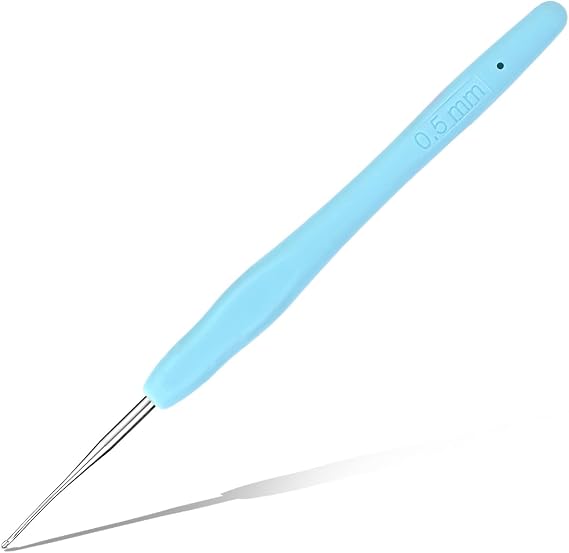 0.5 mm Crochet Hook, Ergonomic Handle for Arthritic Hands, Extra Long Knitting Needles for Beginners and Crocheting Yarn (0.5 mm)