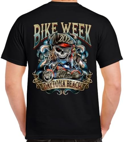 Biker Life Clothing 2024 Bike Week Daytona Beach Kraken Skull T-Shirt