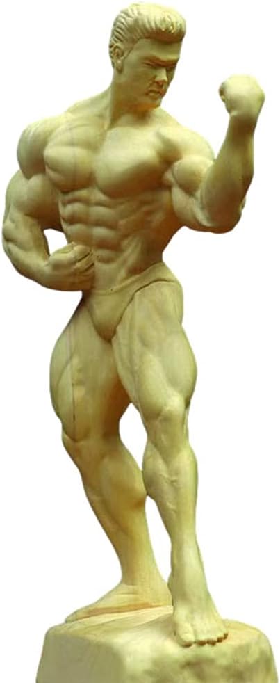 Character Statue Decoration, Bodybuilder Figurine Wood Carving Crafts Creative Male Body Torso Illustration Decorative Ornaments Collection Decor Gift