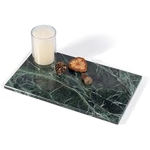 BCS Natural Marble Vanity Tray, 11" x 7" Marble Slab Candle Plate Marble Tray for Kitchen Counter Cheese Charcuterie Wedding Gift House Warming Gift (Italy Green)