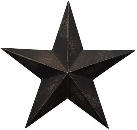 Dimensional Steel Metal Barn Star, 30cm, Black Antique Matte Finish, Lightly Distressed