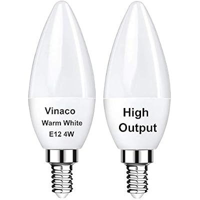 Vinaco E12 LED Bulb, 2 Pack E12 Candelabra Bulb 40 Watt Warm White 3000K, High Brightness 400LM & 25000 Long Lifespan E12 Bulb, E12 Candelabra Base, E12 Light Bulb Great for Ceiling Fan Light Bulb