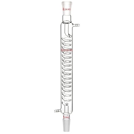 StonyLab Borosilicate Glass Graham Condenser with 24/40 Joint 300mm Jacket Length Lab Condenser