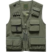 Flygo Men's Casual Multi-Pocket Outdoor Utility Fishing Photo Safari Work Travel Vest