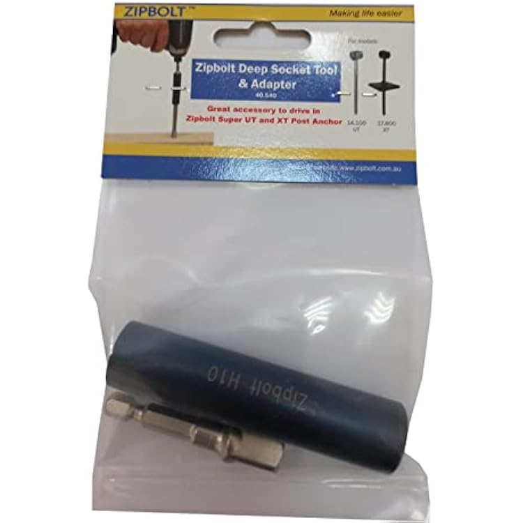 Zipbolt 40.540 Deep Socket Driver - 10mm - Accessory for Zipbolt 14.110 Super UT and 17.800 XT - Assists with Staircase Newel Post Fastener Installation
