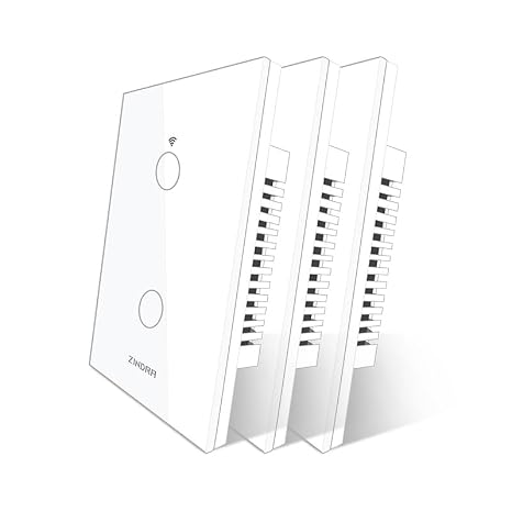 Smart Touch Wall Light Switch with Matter, Tempered-Glass Panel, Neutral Wire Required, Single-Pole, 2.4GHz Wi-Fi, App/Voice Control with Alexa/Google/Apple Home, Timers & Schedules 2 Gang 3 Pack