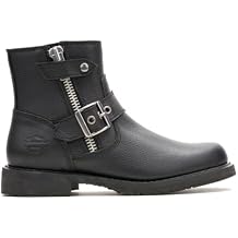 Harley-Davidson Footwear Womens Addie Zip Casual Boots Ankle Low Heel 1-2"