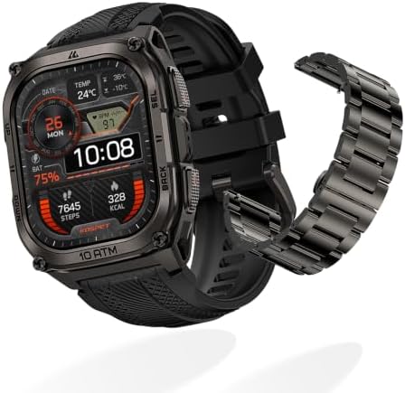 KOSPET Tank M4 Smart Watch with Metal Watch Band Replacement (Black)