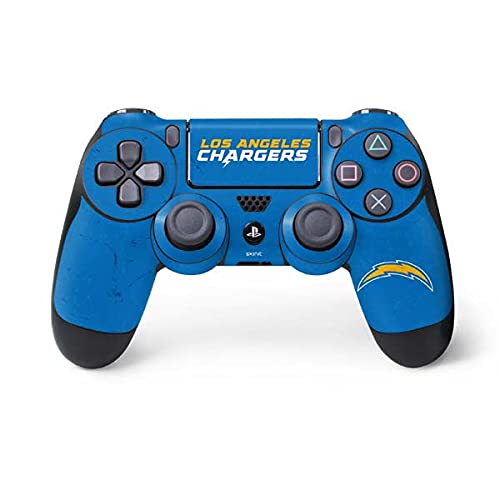 Skinit Decal Gaming Skin Compatible with PS4 Controller - Officially Licensed NFL Los Angeles Chargers - Alternate Distressed Design