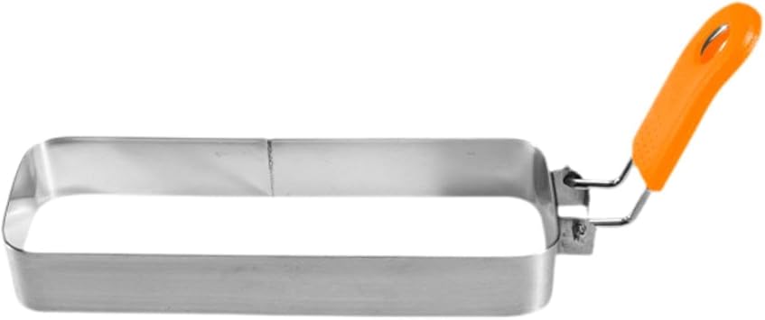 Egg Stainless Steel with Handle Muffin Omelette for Griddle Pan Crumpet s Rectangle Griddle Cooking Shape, Orange Handle