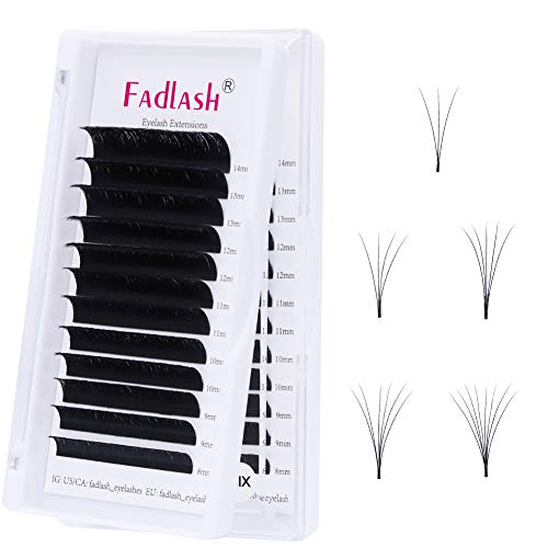 Easy Fan Volume Lashes 8-14mm Mixed Tray CC Curl Lash Extensions Self Fanning Eyelash Extensions Russian Blooming Lash Extension Supplies0.05-CC, 8-14mm Mix