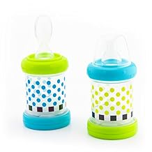 Sassy Baby Food Nurser 4+ Months Set of 2- 4oz 100% Silicone Nipple and Spoon BPA-Free (30182)