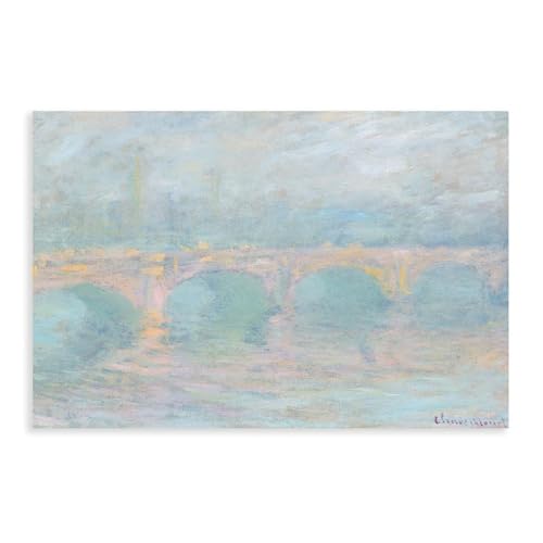 YFET Monet Waterloo Bridge London at Sunset Vintage Exhibition Poster Famous Art Print Claude Monet Print Poster Painting Unframe 12x18inch