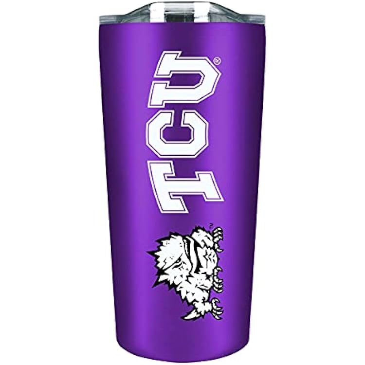 Campus Colors NCAA Stainless Steel Tumbler perfect for Gameday - 18 oz - Double Walled - Keeps Drinks Perfectly Insulated TCU Horned Frogs - Purple