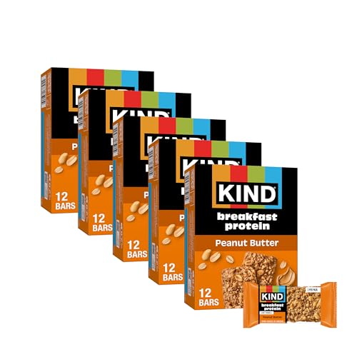 KIND Breakfast Protein Bars, Peanut Butter, Gluten Free, Low Sodium, Healthy Snacks, 8g Protein, 30 Count 30 Packs of 2 Bars