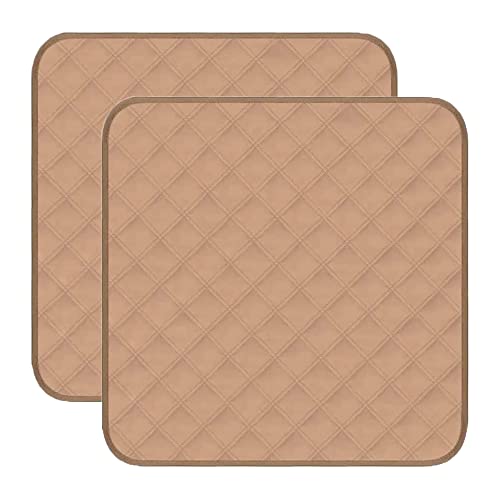Waterproof Washable Seat Protector Pads Reusable Incontinence Chair Pads Resuable Pee Pads for Senior Adults Kids Stay Well in Place 22X21 Beige 2Pcs