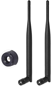 Bingfu Dual Band WiFi 2.4GHz 5GHz 5.8GHz 6dBi MIMO RP-SMA Male Antenna (2-Pack) for WiFi Router Wireless Network Card USB Adapter Security IP Camera Video Surveillance Monitor