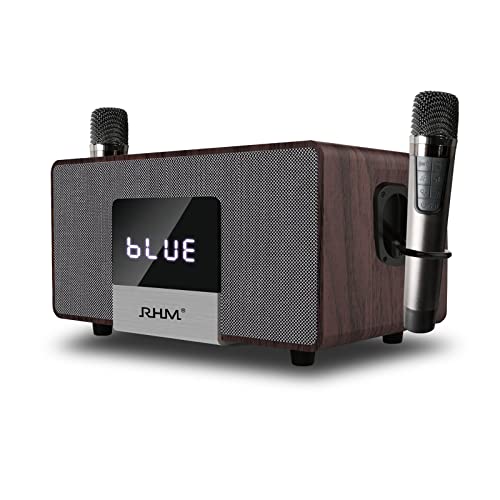 RHM K222 Karaoke Machine, Connect to TVSound BarDVD, Support 3 Mics, 90FT Range for Wireless Mic Working, Bass & Treble Adjustable, Support OpticalBluetoothLine inLine Out, for Home Party
