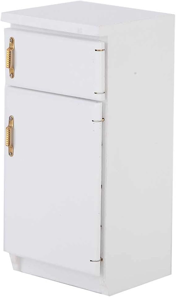 Generous White Mini Refrigerator Excellent Appearance Simulation for Kitchen Accessory Photography Props, EcoFriendly Wood Material
