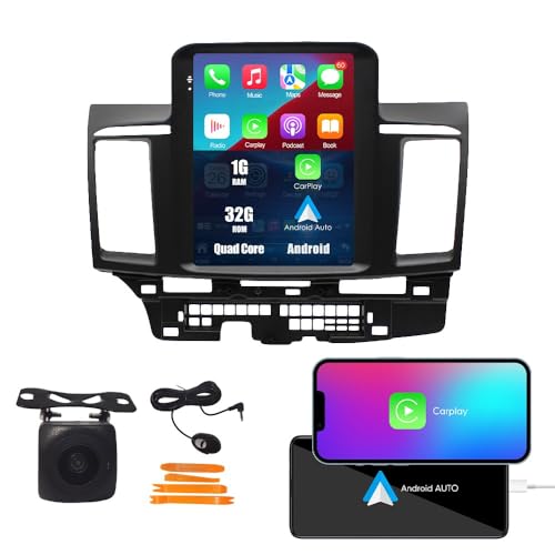 Tesla Style Car CarPlay Android Auto Navigation Stereo GPS Radio Camera 9.7 IPS Touchscreen Headunit Tablet Media Player for Mitsubishi Lancer 2006-2018, if Applicable Quad Core 1G32G