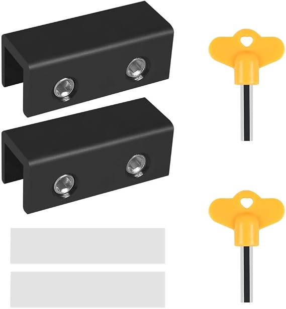 Sliding Window Locks 2/4 Piece Door Frame Safety Lock Adjustable Sliding Door Lock with Keys for Up/Down Windows
