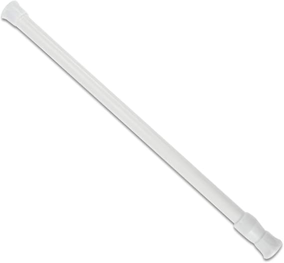 1Pcs Net Curtain Rods Extendable,Ajustable Extension Curtain Poles No Drill Short Spring Telescopic Curtain Rod,Tension Cupboard Rods for Small Window Bookshelf Wardrobe Bathroom(White,30-50cm)