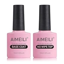 AIMEILI Gel Nail Polish No Wipe Top and Base Coat Set Shine Finish Long Lasting Soak Off Gel Nail Lacquer - 2 x 10ml