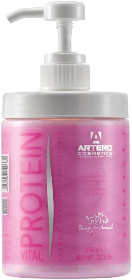 Artero Protein Vital Conditioner for Dogs and Cats Deep Hydration and Repair with Silk Proteins Professional Grooming Conditioner for Dry or Damaged Coats, 23.7 fl oz