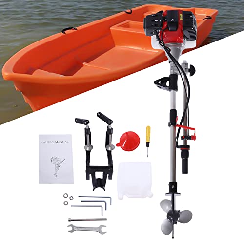 2.3HP 2 Stroke 52CC Outboard Motor, Heavy Duty Short Shaft Marine Boat Engine with Water Cooling System for Inflatable Fishing Boat Kayak Canoe Rubber Boat