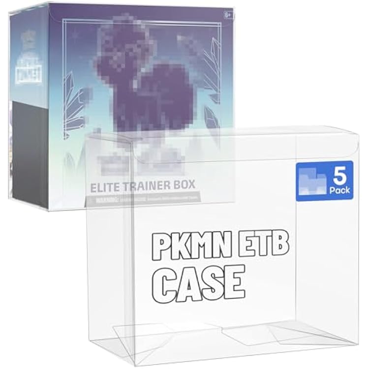 5 Pack Clear PKMN ETB Protector Case, PKMN Elite Trainer box Protector, PET Plastic Display Box Protector for Collectors Gifts Elite Trainer Boxes - 0.5mm Thick Pack of 5
