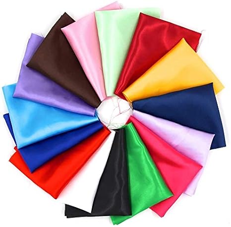 15pcs 25 * 20cm Silky Satin Patchwork Fabric Bundle Quilting Wedding Table Decor in 15 Solid Color