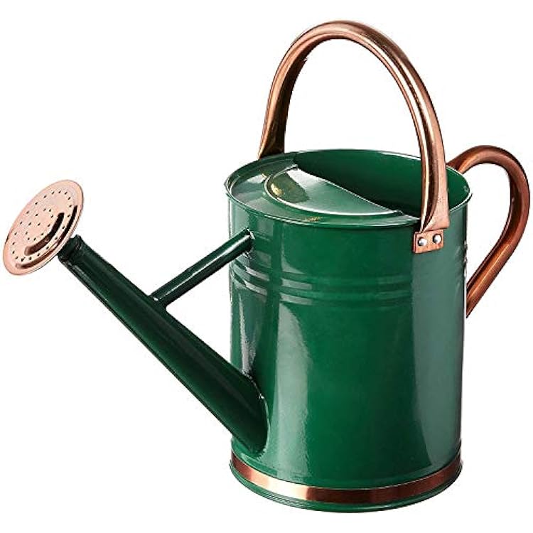 Gardman 8327 Hunter Green Galvanized Steel Watering Can with Copper Accents, 1-Gallon
