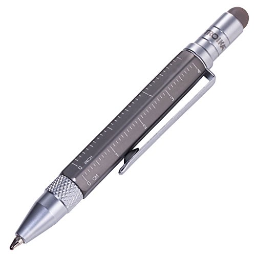 Troika CONSTRUCTION LILIPUT PIP25TI Multitasking ballpoint pen small Tool Pen centimetre and inch ruler slotted and Phillips screwdriver stylus titanium colour original