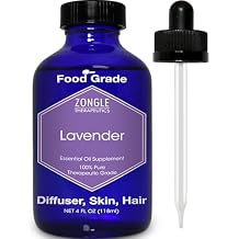 Lavender Essential Oil, Food Grade, for Drinks, Skin, Hair 100% Pure, Lavender Oil, by Zongle Therapeutics, 4 OZ