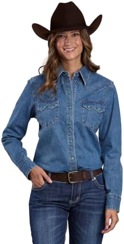 Western Turquoise Snap Denim Shirt