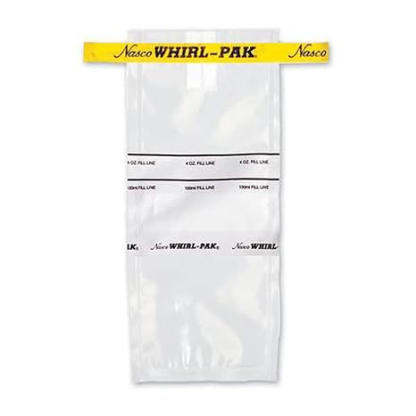 Nasco Whirl-Pak B01065WA Write-On Bag, 23cm L x 11.5cm W, 0.064 mm Thickness, 532ml Capacity (Box of 500) , White