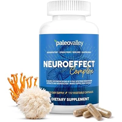 Paleovalley NeuroEffect - Neuro Mushroom Coffee Nutritional Supplement for Focus, Memory, and Energy Support - 28-Day Supply - 8 Full Spectrum Mushroom and Whole Coffee Fruit Extracts