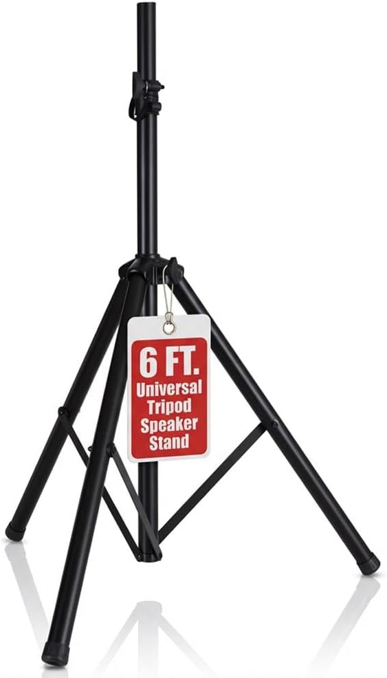 Pyle Universal Speaker Stand - Floor Mount Holder, Heavy Duty Tripod, Adjustable Height 100 -180 cm, 35mm Compatible Insert, Portable, Safety & Stable
