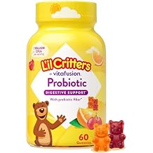 Lil Critters Probiotic Daily Gummy Supplement for Kids, for Digestive Health Support, Grape, Cherry and Orange Flavors, 60 Gummies