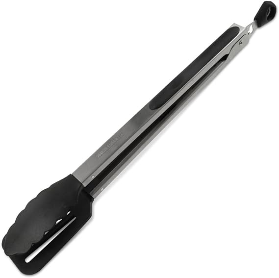 Fackelmann Multipurpose Tongs for Barbecue & Kitchen - Tongs with Spoon & Slotted Turner Heat Resistant up to 270°C - Kitchen Tongs are Suitable for Coated Pots & Pans