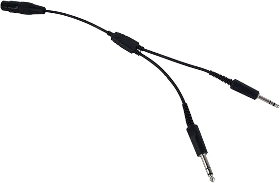 5-pin XLR to Twin Plug General Aviation Headset Adapter Dual Male Standard 5 Pin Female Connector Cable for Airbus Bose A20 GA Headphone(Wired,Black)