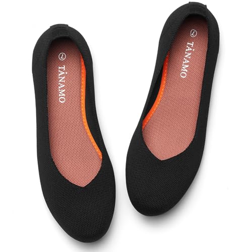 Tanamo Womens Flat Ballet Shoes Knit Flat Shoes for Women Round Toe Slip on Women Flats for Dressy Casual Office Work Wedding Comfort Soft