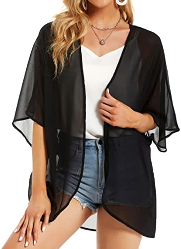 Womens Kimono Beach Cover Up Chiffon Cardigan Floral Tops Loose Capes