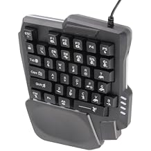One Handed Gaming Keyboard, RGB Backlit 35 Keys Portable Mini Gaming Keypad Wide Palm Rest Wired USB Single Handed Keyboard for Computer Mobile Games